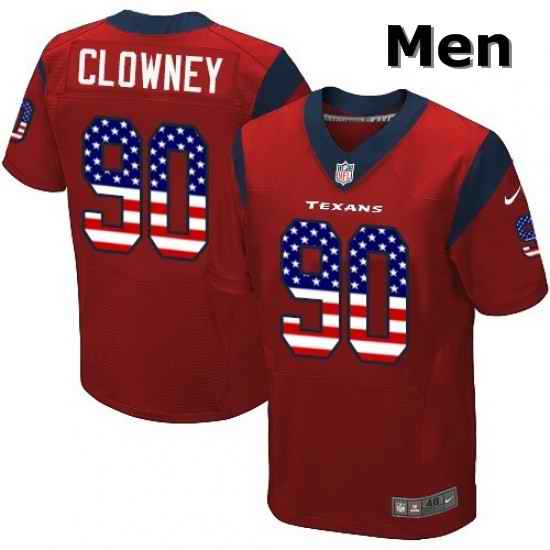 Men Nike Houston Texans 90 Jadeveon Clowney Elite Red Alternate USA Flag Fashion NFL Jersey